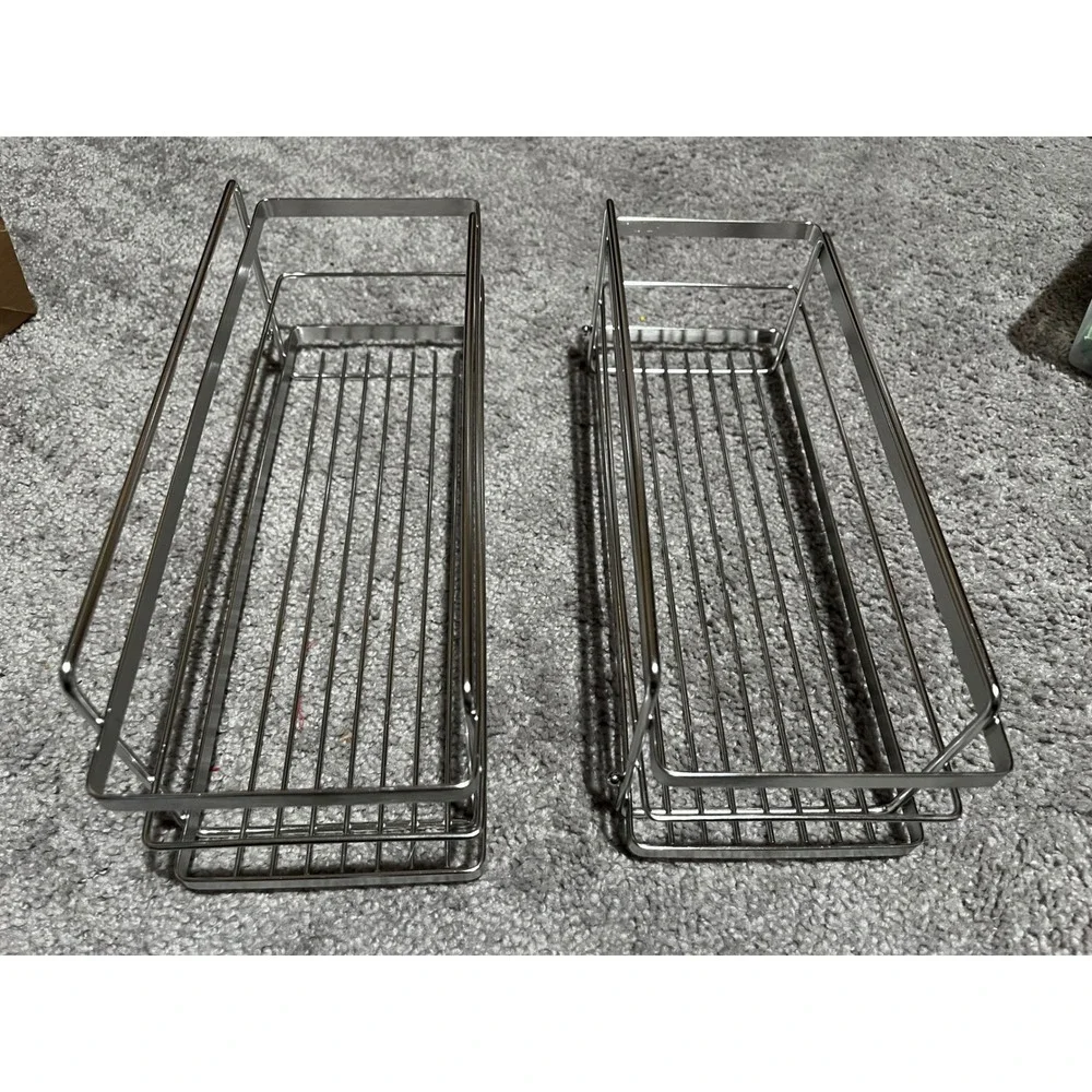 2 Pack Adhesive Shower Caddy Stainless Steel Rustproof Silver Shelves